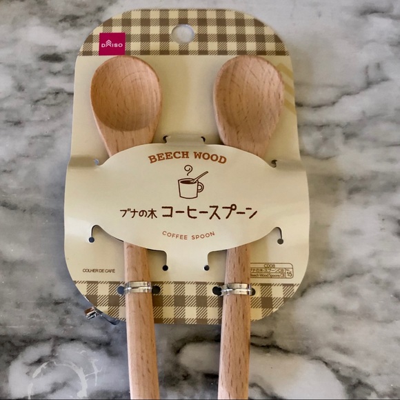 New Pair Mini Beech Beige Wood Coffee Spoons - Picture 1 of 3